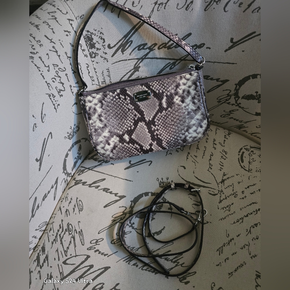 Michael Kors Brown/Cream Leather Python Purse Euc… - image 2